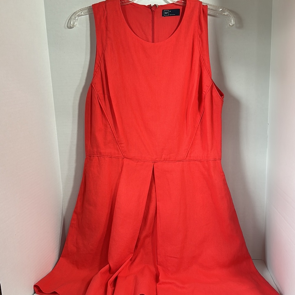 Gap linen blend coral pink sleeveless dress with pockets size 10 lightweight